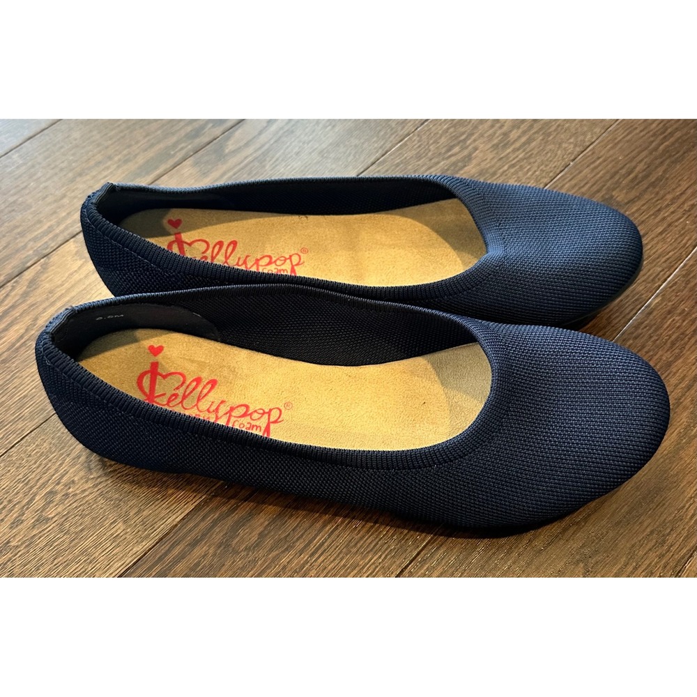 Jellypop Navy Blue Knit Ballet Flats Memory Foam Slip On Shoes Womens 8.5M